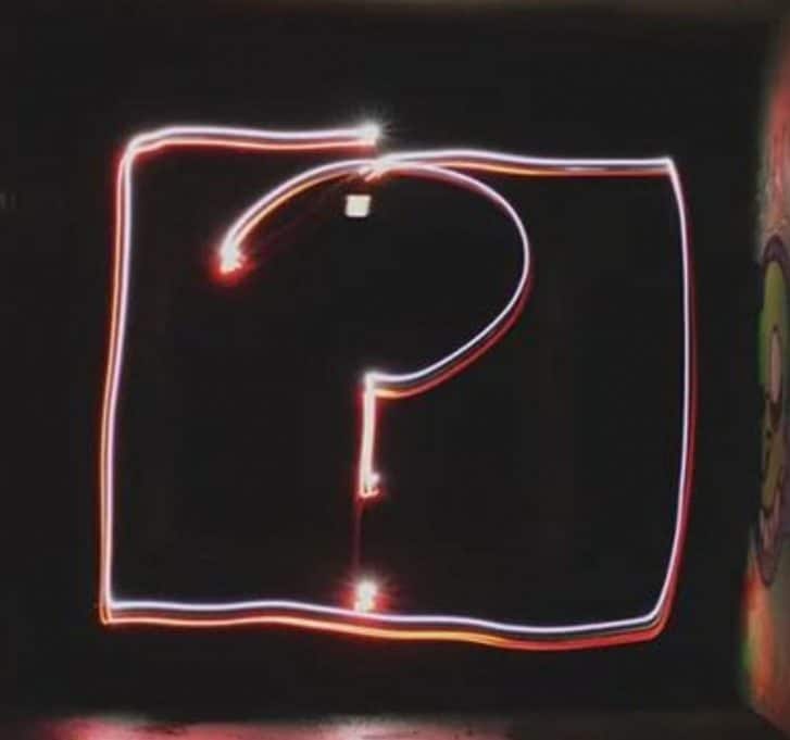 question mark in neon